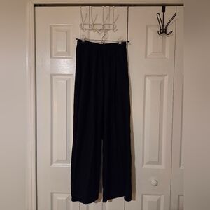 OZMA of California Black Wide Leg Pants, Regen Silk Noil, Small